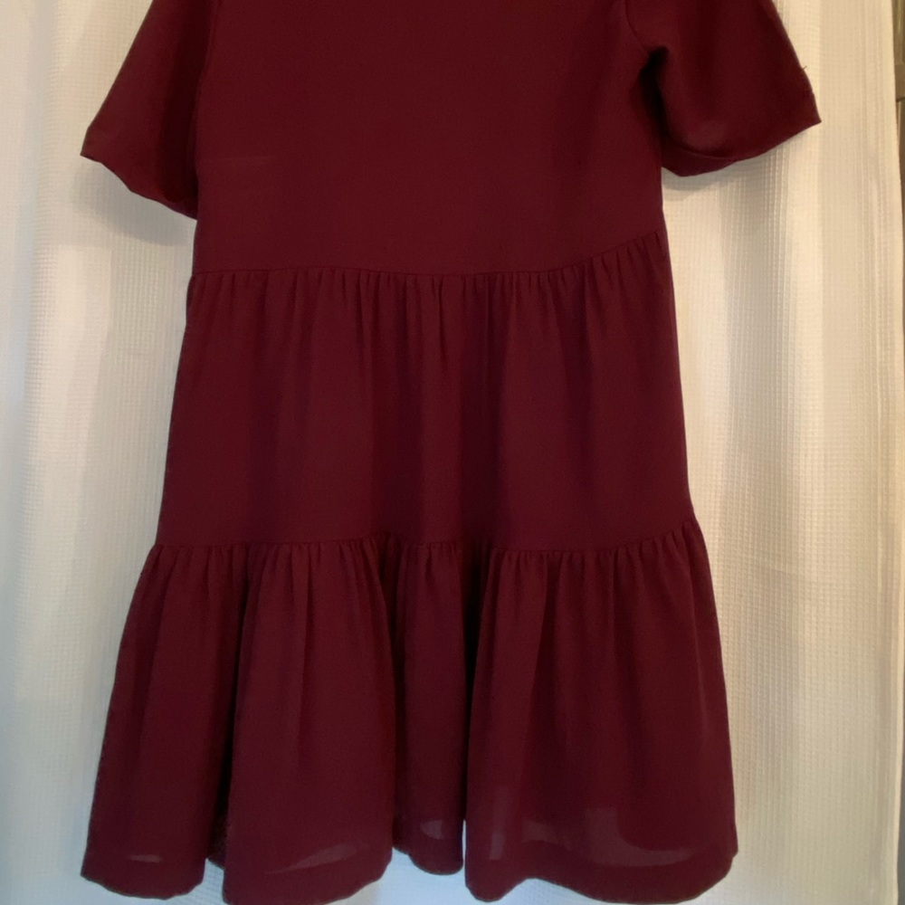 Burgundy ruffled babydoll dress